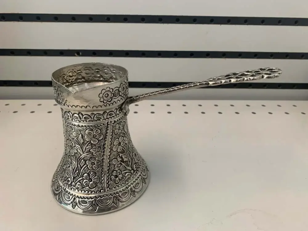 S. Bascauševic Kazandžija Sarajevo Hand-Embossed Floral Coffee Pot Cezve